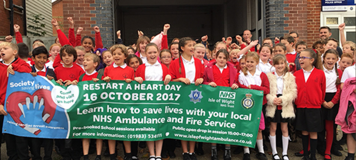 School children gather for Restart a Heart 2017