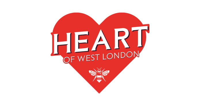 Image: Red heart with the word Heart of West London across it. 