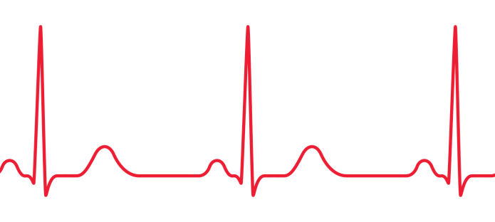 Red ECG on white background